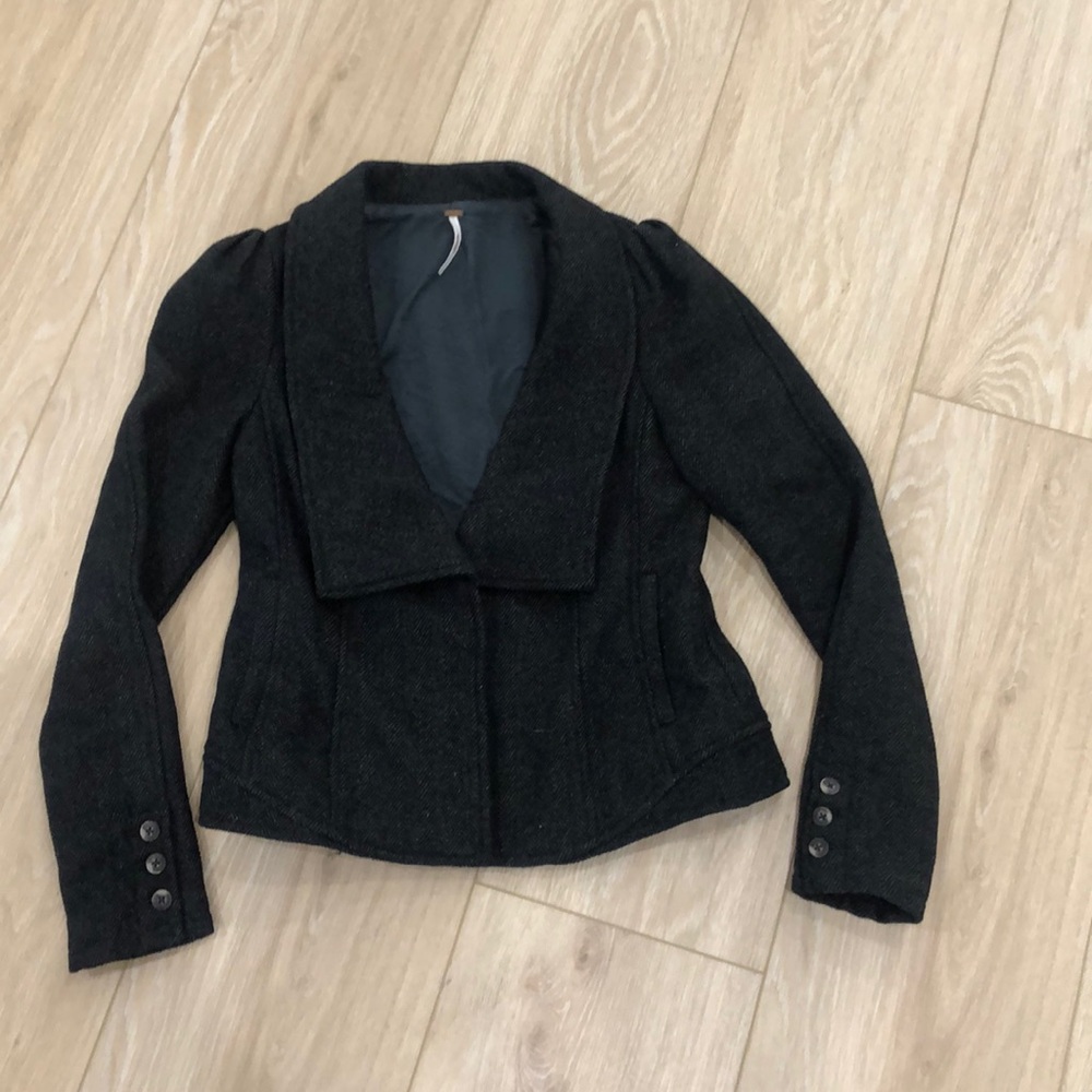 Free People Black/grey wool jacket
